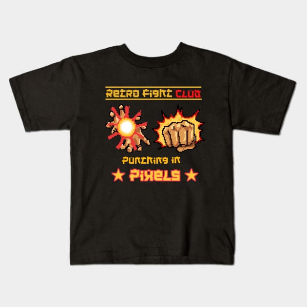 Retro Fight Club Punching in Pixels, Gaming Kids T-Shirt by Kamran Sharjeel